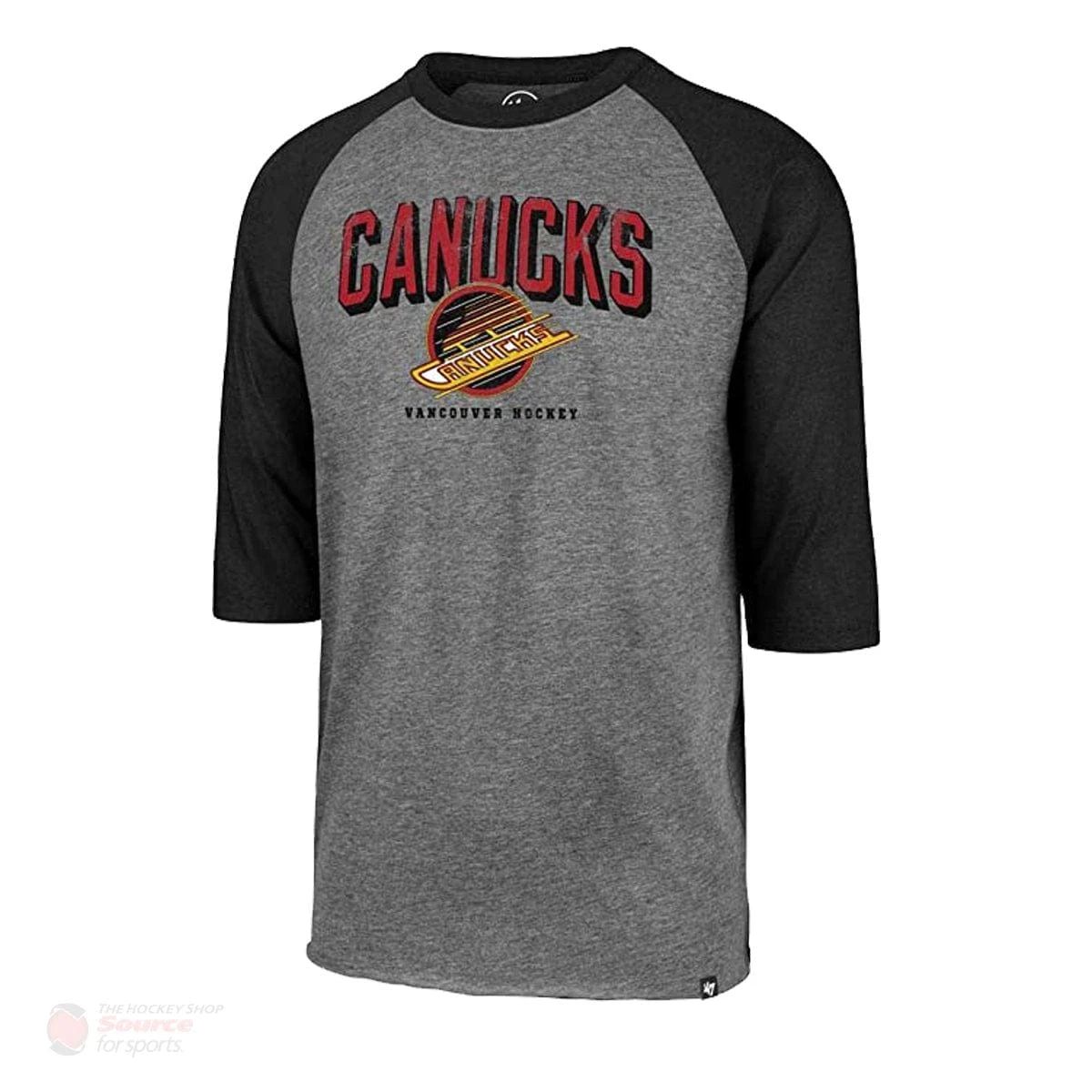 '47 BRAND Vancouver Canucks Skate 47 Brand Break Thru Club Raglan Mens Shirt 3 '47 BRAND Vancouver Canucks Skate 47 Brand Break Thru Club Raglan Mens Shirt